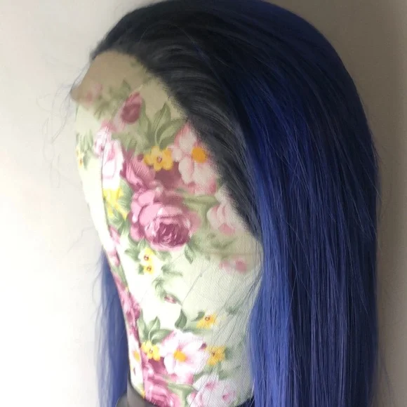 K Jenner blue ombre straight lace front wig *NEW*